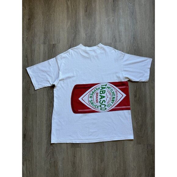 Vintage 90s Tabasco Hot Sauce Promo XL White Wrap Around Art Rare Food - Picture 2 of 16